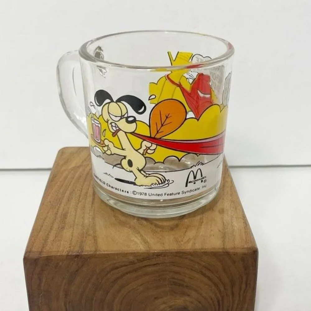 Vintage McDonalds Garfield & Friends Glass Mug 1978 By Anchor Hocking